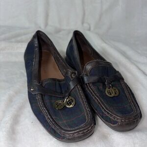 Etienne‎ Aigner tartan plaid loafers 7 1/2M Preppy Academic Old Money Driving